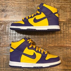 Nike Boys Dunk High DZ4454-500 Yellow Purple Lace-Up Sneakers Shoes Size 4.5Y